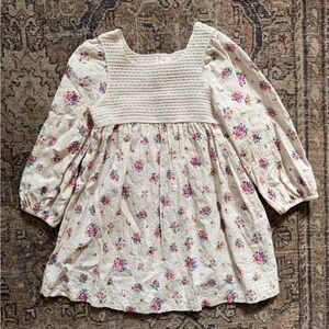 ZARA Floral Boho Cottage Longsleeve Dress Girls Sz 5 NWOT